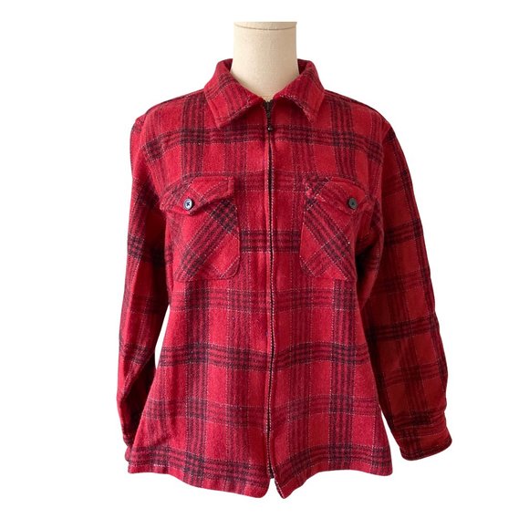 Woolrich Red Plaid Jacket with Zipper (Large) - Picture 1 of 15